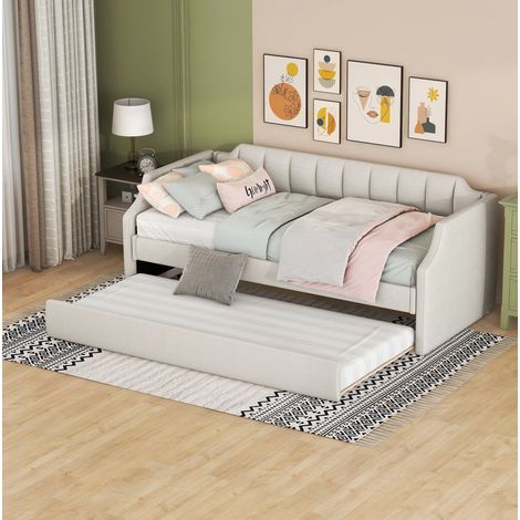 MEUBLIV Tagesbett 90x200 cm beige - mit Ausziehbett, ohne Matratze (1/5)