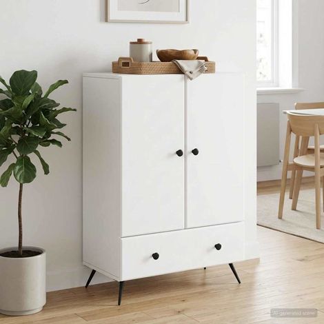 Buffet blanc 2 portes avec tiroir, bois d’ingénierie, 66 x 34,5 x 95 cm - PANGIVO (1/5)