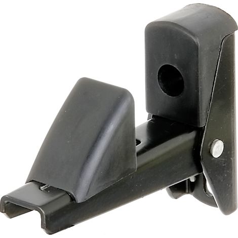 Butée de volet automatique en aluminium – écartement réglable 15 à 50 mm – montage rapide avec 2 trous oblongs – finition laquée noire – Alberts