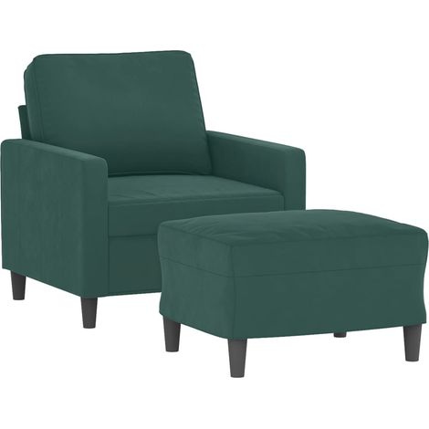 vidaXL Poltroncina con Poggiapiedi Verde Scuro 60 cm in Velluto (1/4)