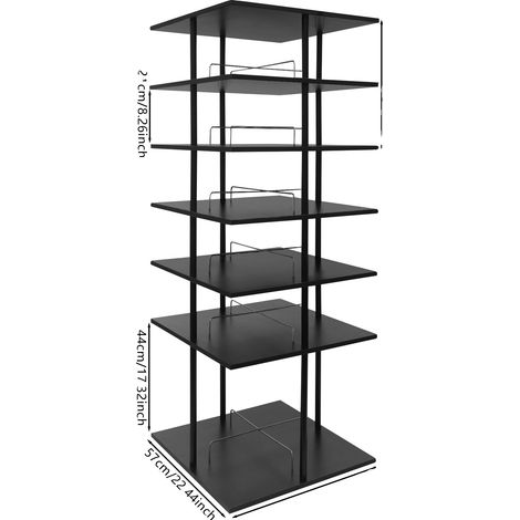 Étagère à chaussures, rotation à 360°, solution de rangement multi-usages, 6 Tiers Noir (1/2)