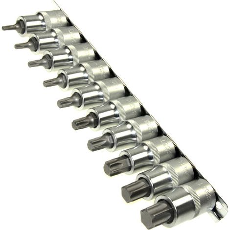 Torx Bit Nüsse 10-teilig T20 bis T70 1/2 Zoll Innen Torx mit Leiste