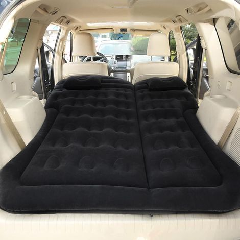 Colchón inflable, cama de aire para coche, almohada inflable, asientos multifuncionales para coche con bomba de aire y cojines para vehículos SUV, picnics, viajes, camping (L Negro)