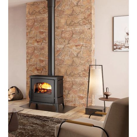 La Nordica – Poêle à bois en fonte 11.9 kW – Revêtement fonte émaillée – Évacuation des fumées arrière/supérieur – Taille bûches 50 cm (1/4)