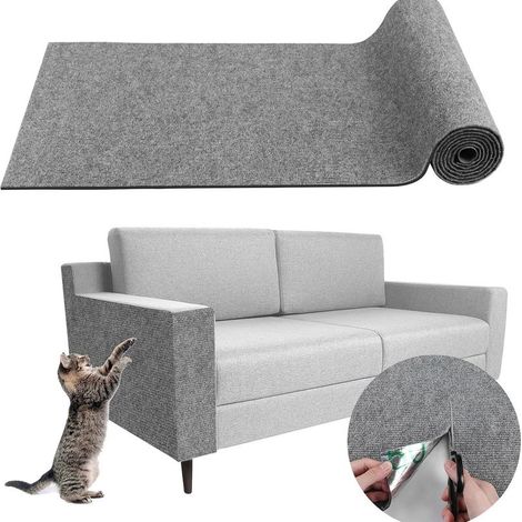 Tapis griffoir pour Chat adhésif Tapis grattoir Protection canape Chat Anti Griffe (Gris, 40×200cm) (1/4)