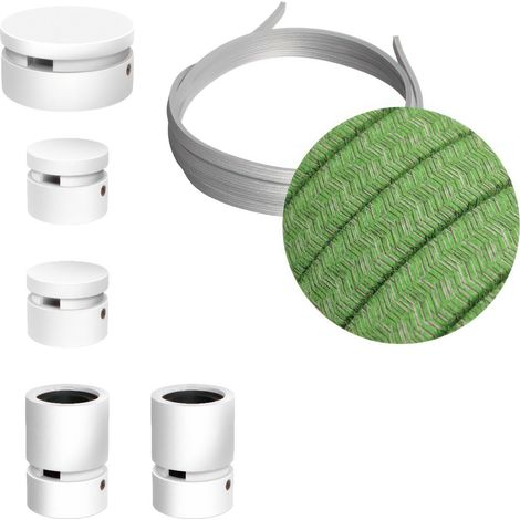 Sistema Filé Wiggle Kit - con cavo di 3 m per catenaria e 5 componenti in legno verniciato bianco per interni (1/4)