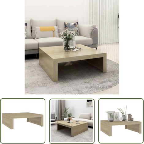 The Living Store Table basse Chêne sonoma 100x100x35 cm Bois d'ingénierie - Table Basse - Meuble Salon - Table D'appoint - Table En Bois - Style Moderne (1/5)