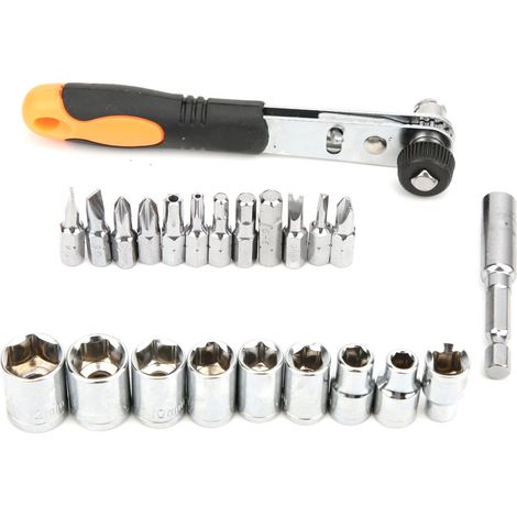 Jeu de 24 tournevis à cliquet en acier au chrome-vanadium, douilles et outils à main pour garage et atelier familial (1/5)