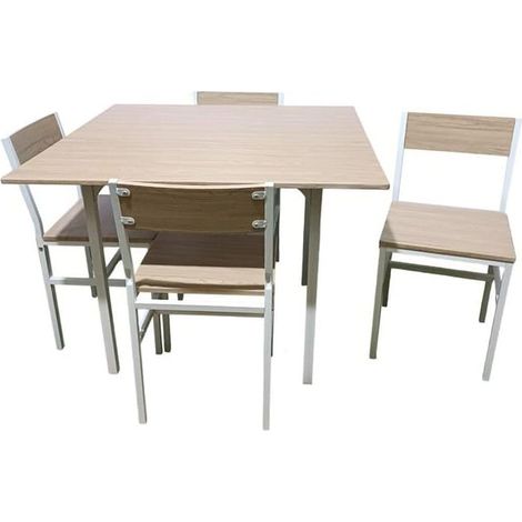 Set tavolo tavolino quadrato 100 cm + 4 sedie in legno giardino esterno rovere 767ds
