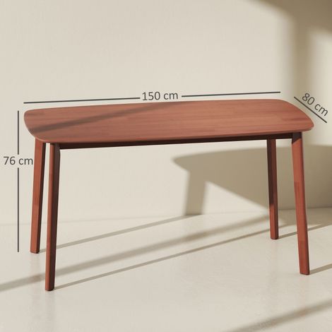 Table en bois massif 150x80cm, style campagne, finition laquée, design rustique authentique, pour 6 personnes, parfaite pour salle à manger, bois massif durable et chaleureux (1/5)