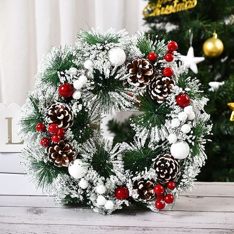 32cm Snowflake Pine Cone Christmas Artificial Wreath (1/5)