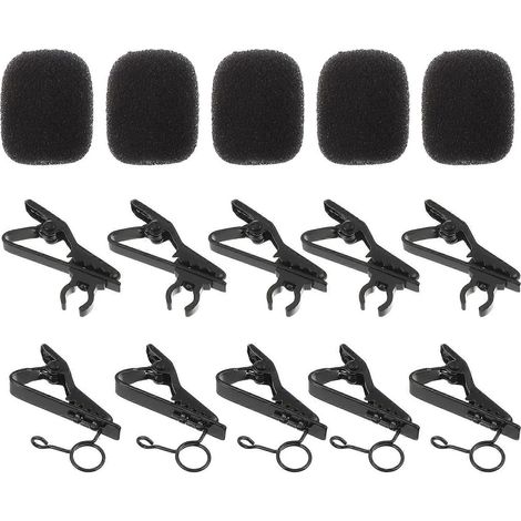 Lot de 18 pinces pour microphone avec bonnettes en mousse et clips métalliques pour câble.-2X1.3CM-Black