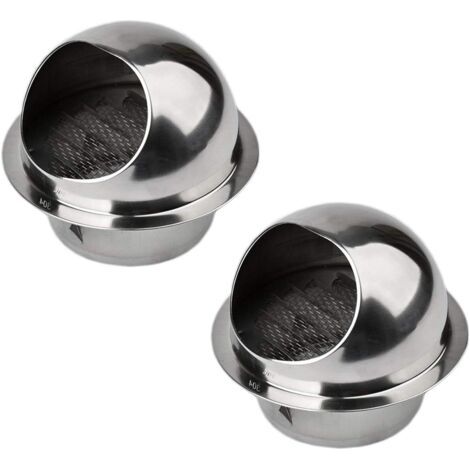 Grille d'Aération Ronde Grille Ventilation Hotte, Conduit Aérateur d'Air Grille de Ventilation en Acier Inoxydable avec Filet Anti-insectes, 100mm (2 Pcs)
