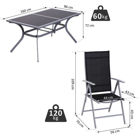 Salon de jardin pour 6 personnes : ensemble de jardin en aluminium (1/5)