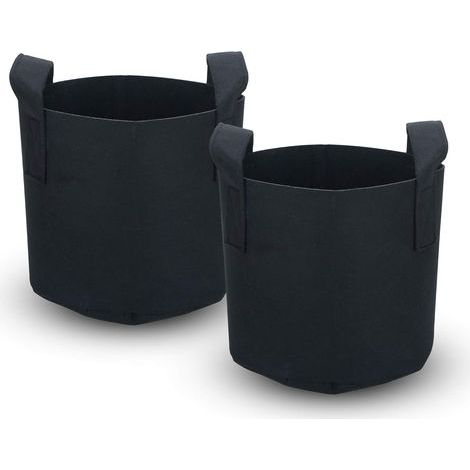 Lot de 2 Sacs de Plantation Non-tissés de 38 litres – 10 gallons – 40 x 30 cm – avec poignées de Transport - pour Jardin, Serre, etc. - Sac de jardinière (1/5)