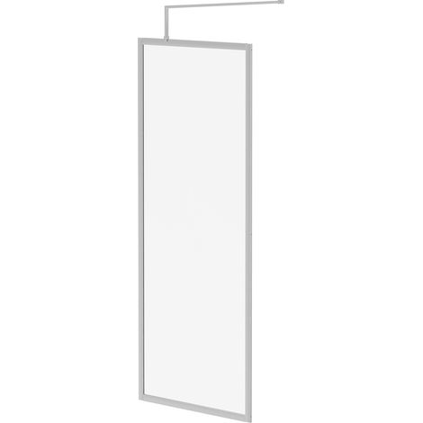 Pacco 8mm Clear Glass Polished Chrome 1850mm x 760mm Fully Framed Walk In Shower Screen including Wall Channel and Support Bar (1/5)