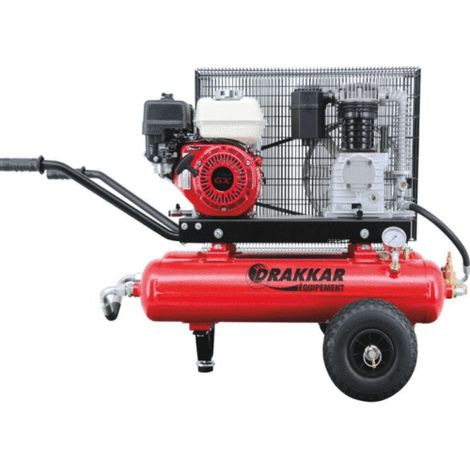 Drakkar Equipement – Compresseur mobile thermique essence 2x17L 5CV – Moteur Honda GX 160 QX – Pression max 9 bar – Débit d'air 416 l/min (1/2)