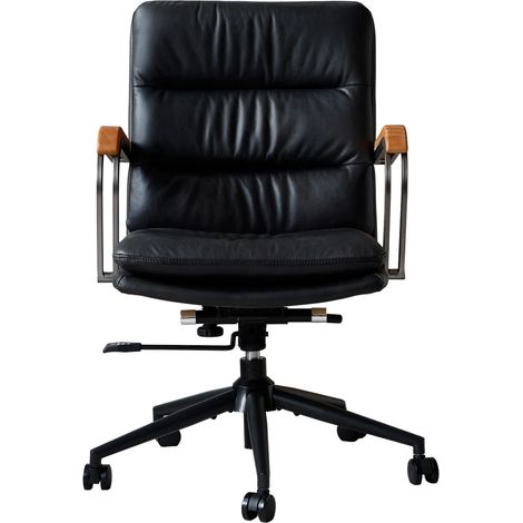 Ergonomischer Bürostuhl 64,8x66,8x90,9 cm aus schwarzem Leder, drehbar – MEUBLIV (1/5)