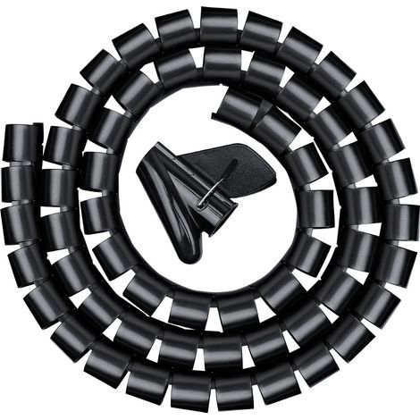 Goulotte de câbles 3,0 m, gaine spiralée flexible pour bureau, gaine spiralée pour câble de 20 mm, noire (1/5)
