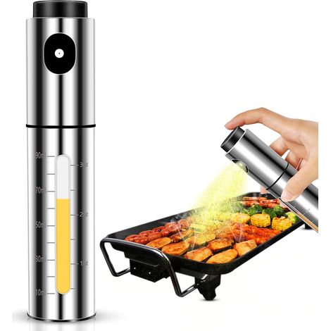 Vaporisateur d'huile pour la cuisson, distributeur d'huile en acier inoxydable de 100 ml pour friteuse à air chaud, flacon d'huile pour salades, barbecues, pâtisseries, rôtissages et grillades. (1/5)