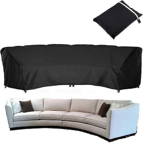Housse de canapé imperméable pour terrasse extérieure, housse de canapé incurvée, noire (228 x 116 x 86 cm) (1/5)