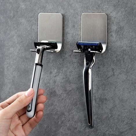 Set da parete di lusso in 2 pezzi, porta rasoio, acciaio inossidabile, porta rasoio autoadesivo, porta rasoio da bagno, porta asciugamani, gancio da bagno, gancio da parete (1/5)
