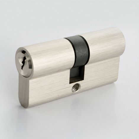 Cylindre nickelé 30x30 mm, pour portes extérieures/d'entrée, 6 tiges, 3 clés