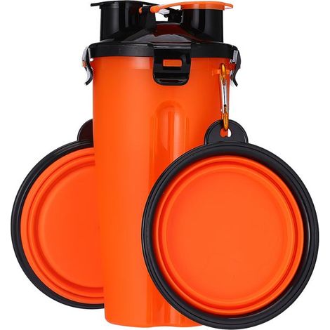 Gamelle portable pour animaux de compagnie pour les sorties, bouteille d'eau pliable avec couvercle anti-fuite de grande capacité adaptée aux voyages (1/2)