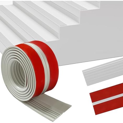 PVC Stair Edge Protection 4 m Self-Adhesive Stair Edge Protection with Non-Slip Function to Protect Against Falls, Ideal for Indoor and Outdoor Use, Grey (1/5)