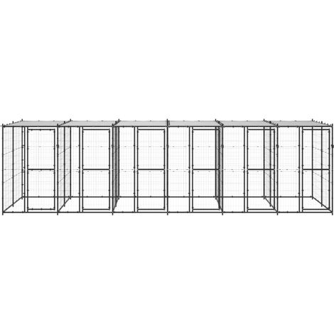 Maison Exclusive - Gabbia per Cani da Esterno in Acciaio con Tetto 14,52 m²