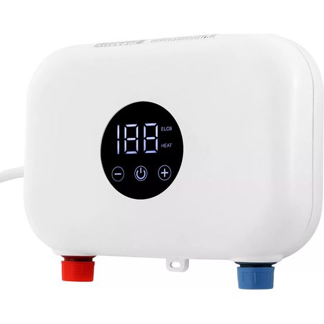 Chauffe-eau électrique instantané, 5.5 kW, Mini chauffe-eau sans réservoir avec affichage de la température LED, 220 V