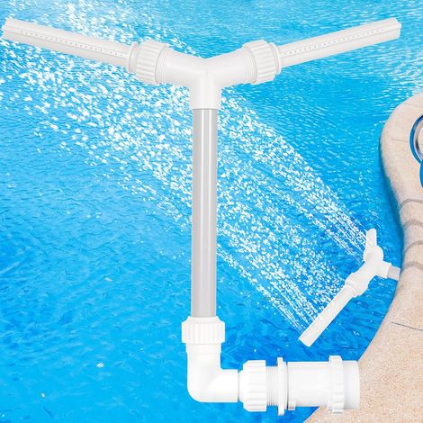 Fontaine de piscine hors-sol et enterrée, double jet cascade, accessoires de piscine réglables, compatible avec les buses de refoulement de 1,5 pouce, blanche (1/5)