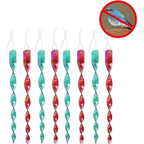 Ensemble de tiges rotatives réfléchissantes anti-oiseaux, chaîne de pluie décorative portable avec 8 pièces (1/5)