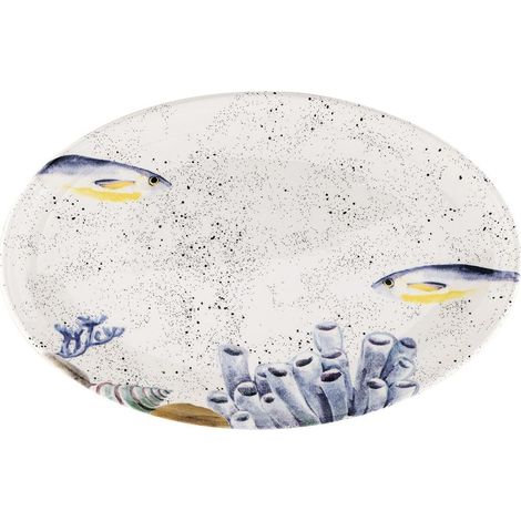 Piatto da portata ovale 40x25cm in ceramica decorazione marina Ponza (1/3)