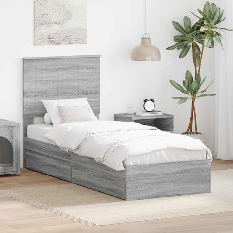 vidaXL Aufbewahrungsbett Graues Sonoma 75 x 190 cm Holzwerkstoff (1/5)