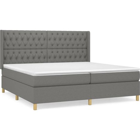 Maison Exclusive - Giroletto a Molle con Materasso Grigio Scuro 200x200 cm Tessuto (1/5)