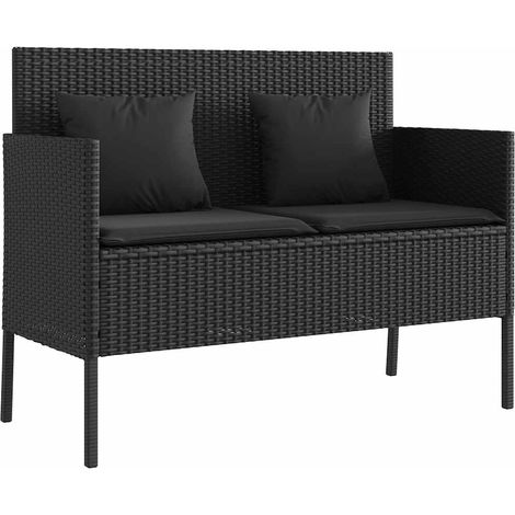 Maison Exclusive - Gartenbank mit Kissen Schwarz Poly Rattan