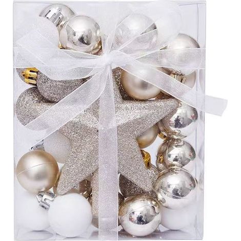 Lot de boules Noël en décorations pour sapin 30 plastique doré (1/5)