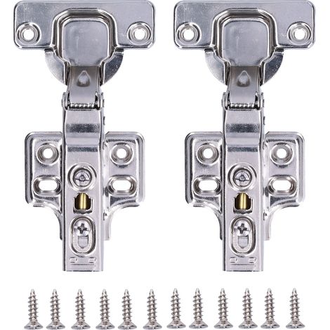 2 Hinges Droites pour Portes de Meuble en Acier Inoxydable avec Vis - Accessoires Quincaillerie (1/5)