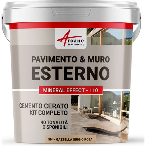 Microcemento per esterni: pavimenti, muri, terrazze, balconi, scale - 5 m² (in 2 strati) Gazzella Grigio Rosa - ARCANE INDUSTRIES
