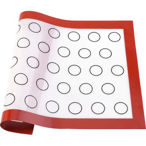 Tapis de cuisson en silicone antiadhésif pour four, plaque pâtisserie, macarons, gâteaux, biscuits, ustensile cuisine (Rouge) (1/3)