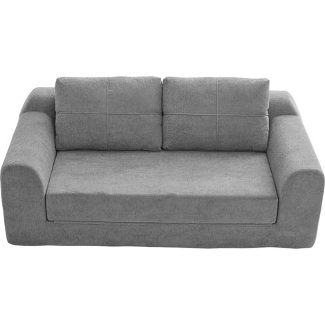 Canapé-lit convertible 2 places en velours gris foncé, pliable et compact, canapé de sol moderne pour petit salon, chambre ou bureau – CHICFURN (1/5)