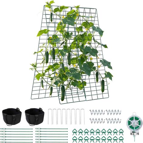 Mophorn Treillis pour Concombres 1170x430 mm, Lot de 4, Structure en A pour Jardin, Support pour Plantes Grimpantes, Potager Surélevé, Pois, Haricots, Cadre Métallique Résistant à la Corrosion (1/5)