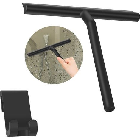 Silikon-Duschabzieher – Für Duschwände und -türen aus Glas – Mit Aufhängehaken – Schwarz (1/5)