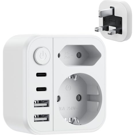 7in1 Reiseadapter UK Typ G England Deutschland connecteur USB Schalter (1/5)