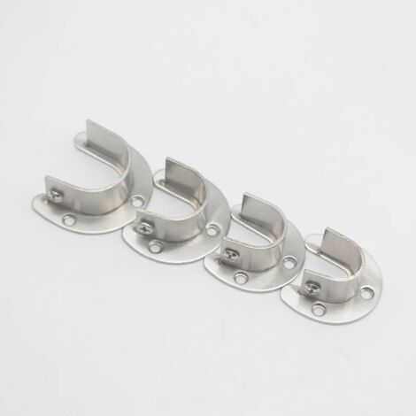 4 Paquets Support de Tringle à Rideaux, Douilles de Poteau de Penderie Acier Inoxydable, Tige de Penderie Support de Tige de Bride en Forme de U 5245mm, diamètre intérieur 28mm (Argent),Fonepro (1/5)