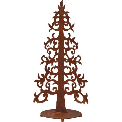 Decoración de jardín de metal en forma de árbol con una moderna pátina en la superficie oxidada 050000685