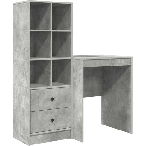 Maison Exclusive - Bureau avec tiroir avec étagère avec stockage 2 pcs Gris béton