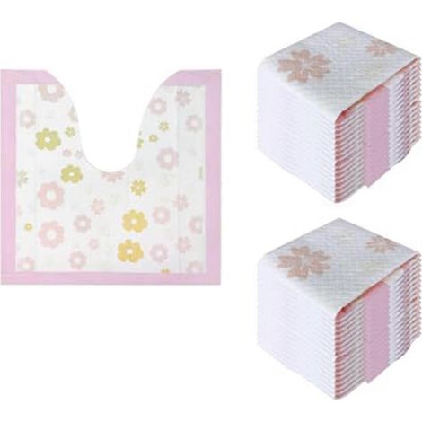 Tapis de siège de toilette jetable 30 pièces, en forme de U, imperméable, antidérapant, adhésif, tapis de lavage des mains pour salle de bain, tapis de sol pour toilettes (1/5)