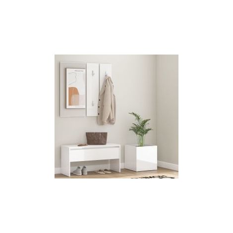 Ensemble de meubles de couloir Blanc brillant Bois d'ingénierie (1/5)